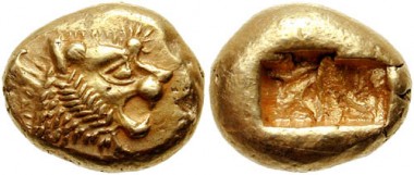 Lydia600BCELTrite 吕底亚 世界第一个硬币