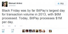 BitPay现在平均每天处理100万美元的交易
