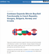 Coinbase将比特币买卖服务拓展到新的五个国家