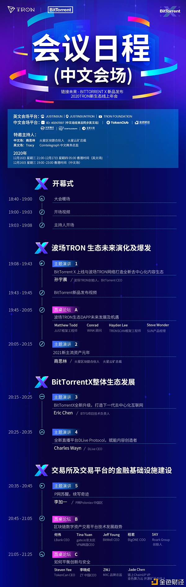 大会日程|“链接未来：BitTorrentX新品发布2020TRON新生态线上年会”会议日程抢鲜
