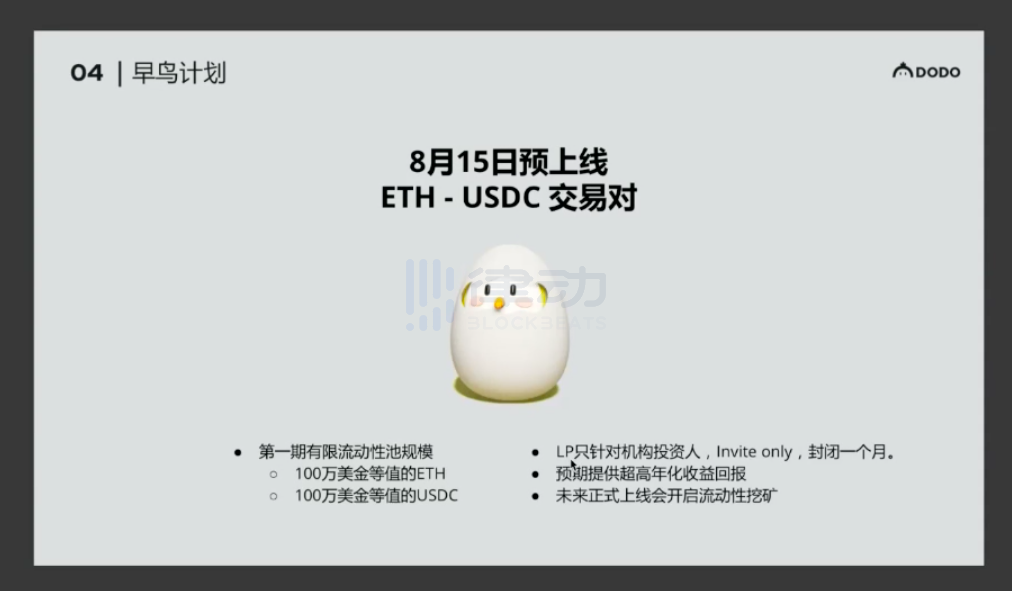 去重心化买卖平台dodo将于8月15日正式颁布，预先上线eth/usdc买卖对
