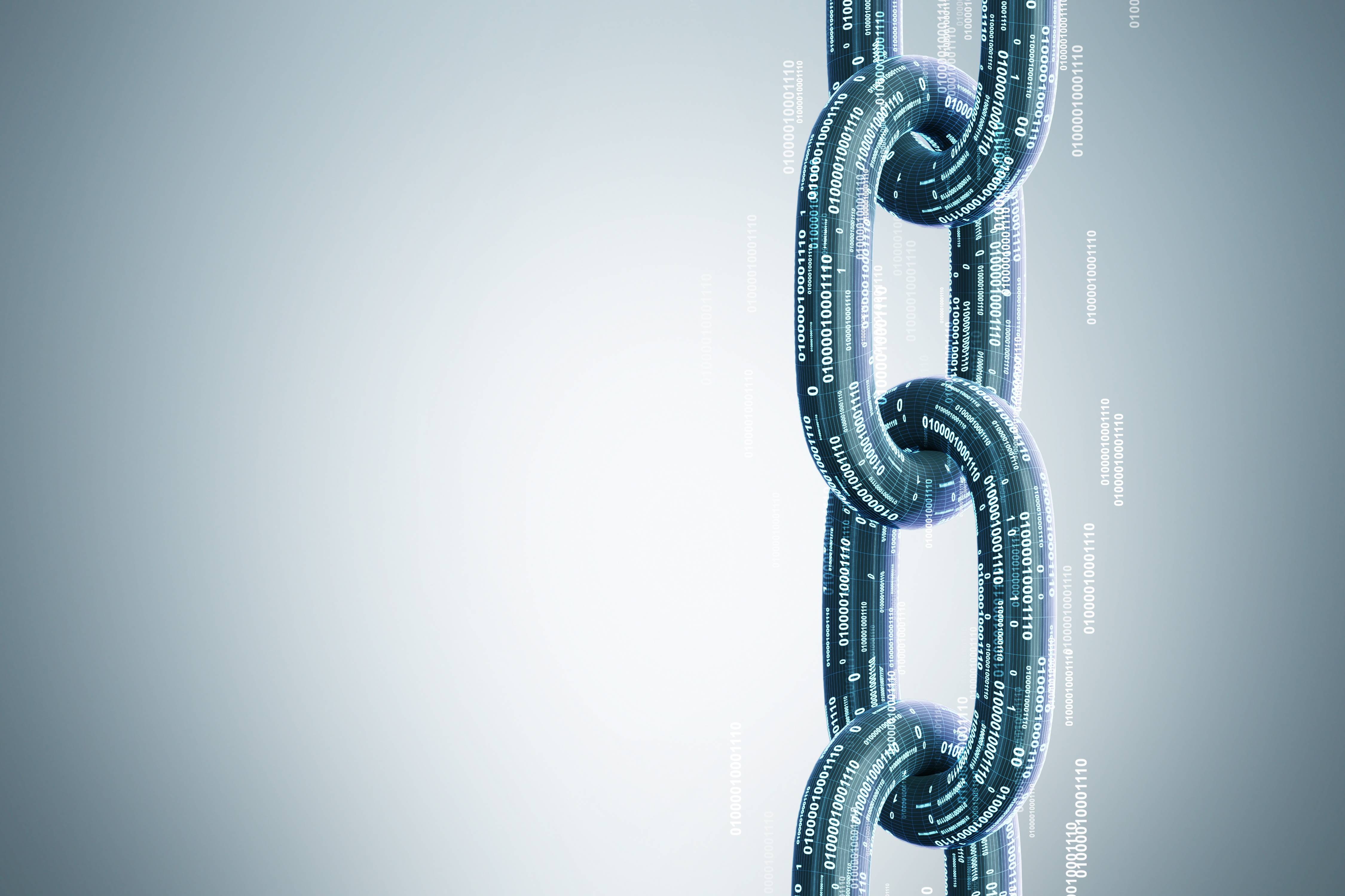 Vertical chain, a blockchain concept, gray