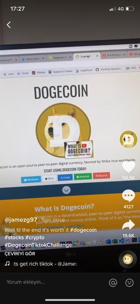 TikTok的视频“笑话钱” Dogecoin跳了起来