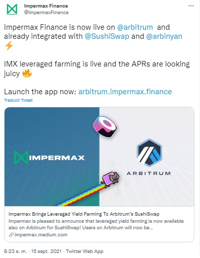 Impermax Finance 中的 SushiSwap 集成