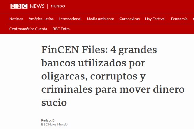 FinCEN 文件是记者发现的有关大银行犯罪活动的最大丑闻之一。 此链接的详细信息。 资料来源：英国广播公司